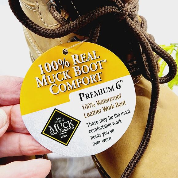 Muck Boots Leather Waterproof Work premium 6" boot Mens 7.5 NWT Thinsulate suede - Picture 9 of 14